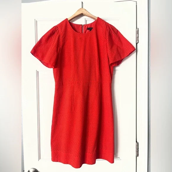j crew red eyelet dress J-Crew Red Eyelet Dress (Pre-Loved) Size 00 Adult